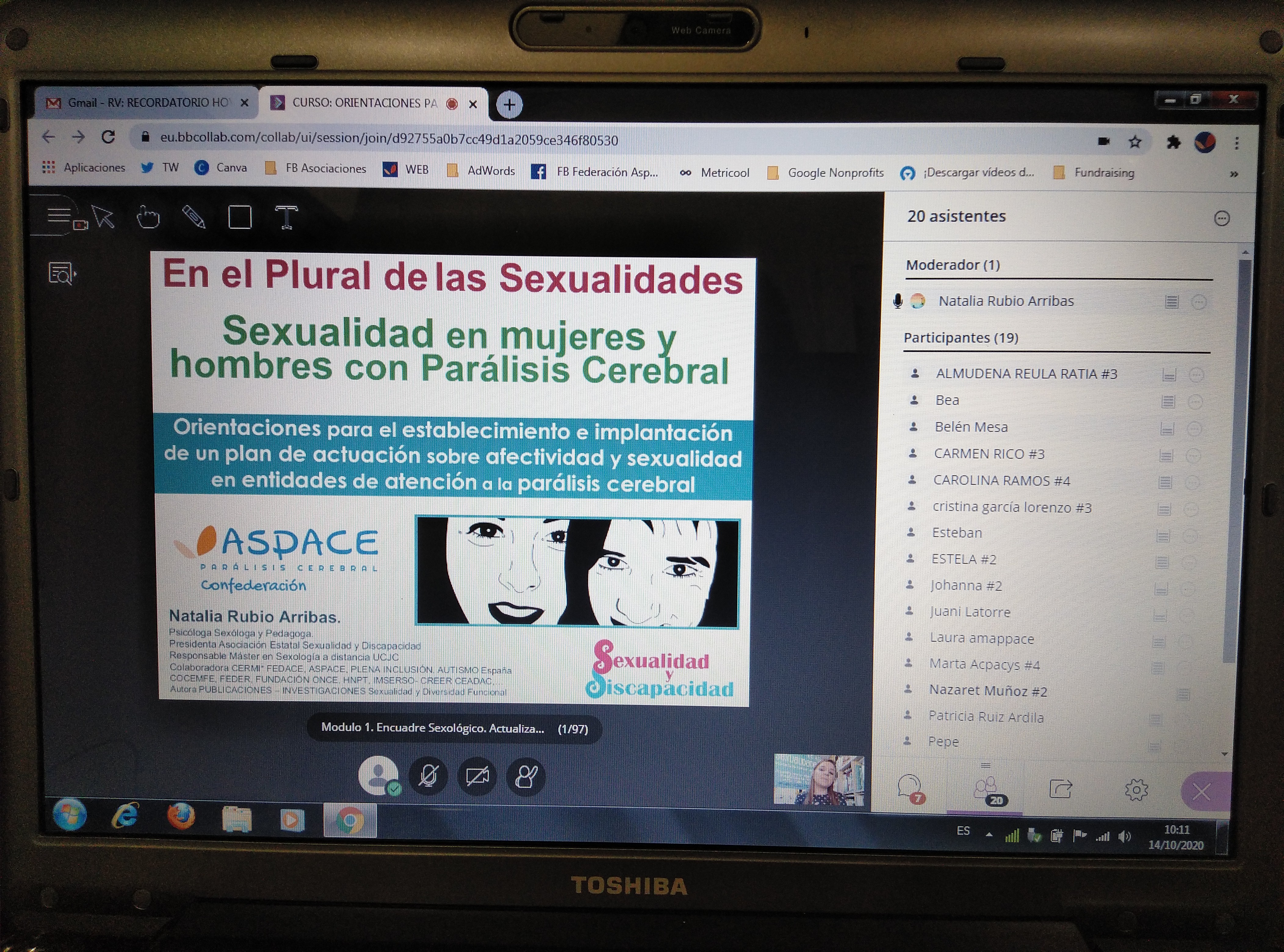 El grupo de Talento ASPACE de  AFECTIVIDAD Y SEXUALIDAD (Andalucía y Extremadura) ,  comienza  el Curso de orientaciones para el establecimiento e implantación de un plan de actuación sobre afectividad y sexualidad 
